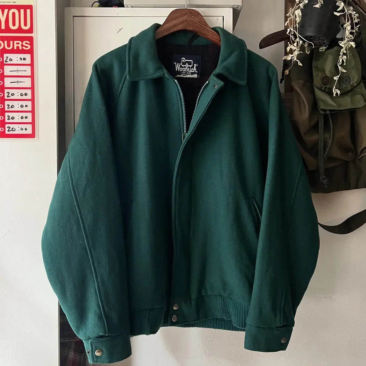 [XL]80's 울리치 Made in USA 그린 울 해링턴 자켓