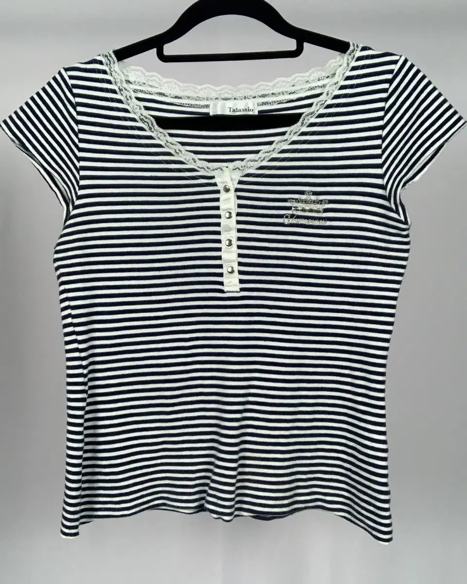 Talassio 00s Y2K Crown Striped T-shirt