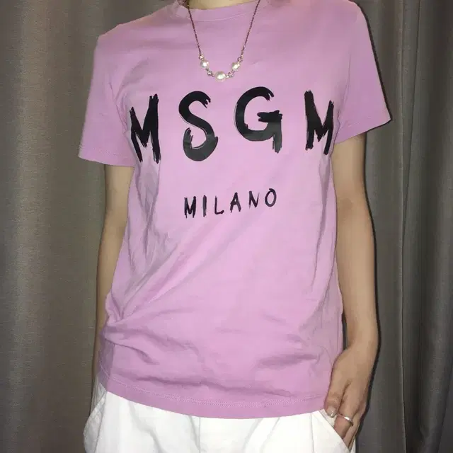 MSGM milano 로고 반팔 티셔츠