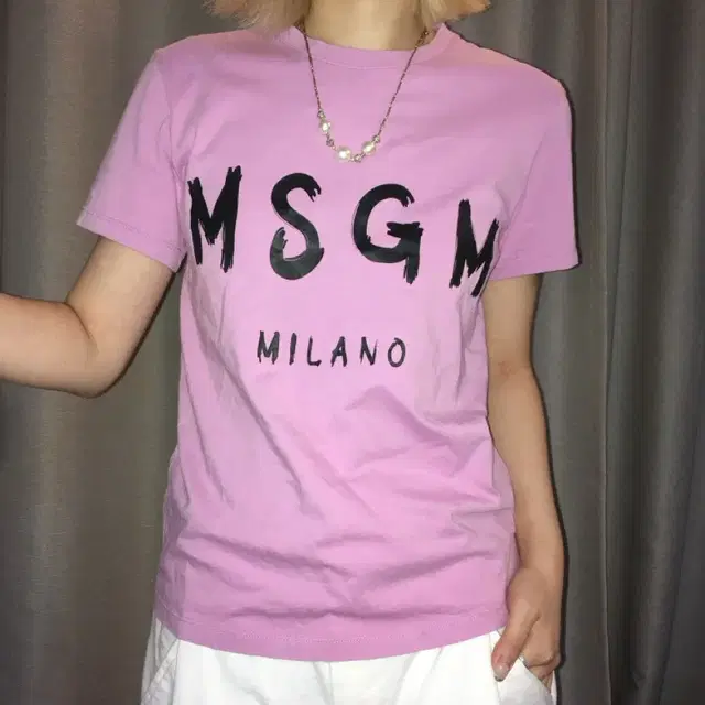 MSGM milano 로고 반팔 티셔츠