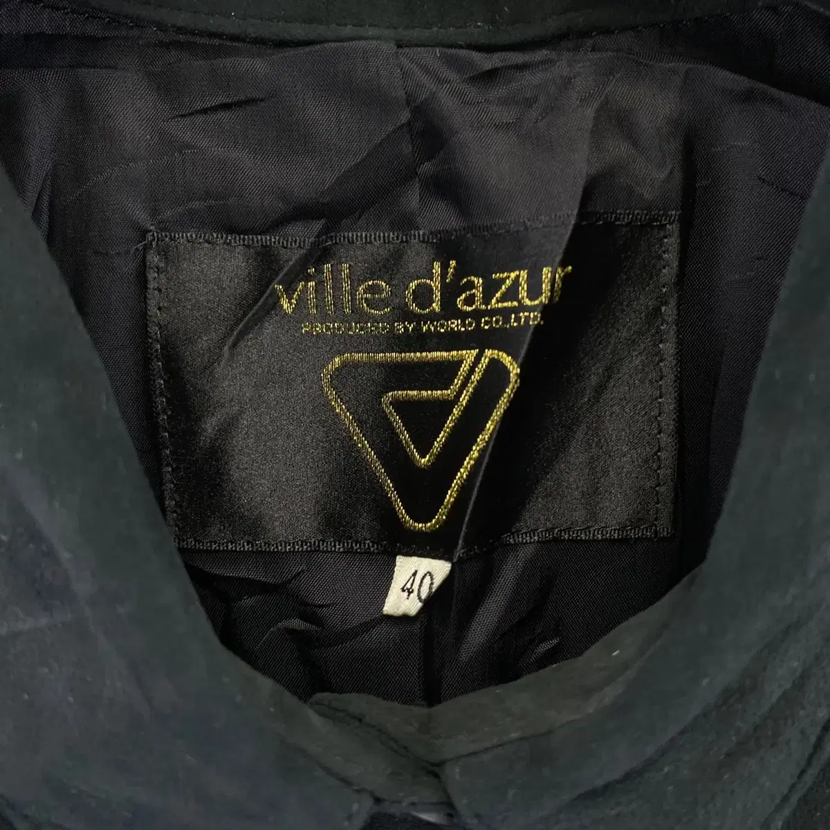 빈티지 ville d'azur 포켓 디테일 램 레더 자켓