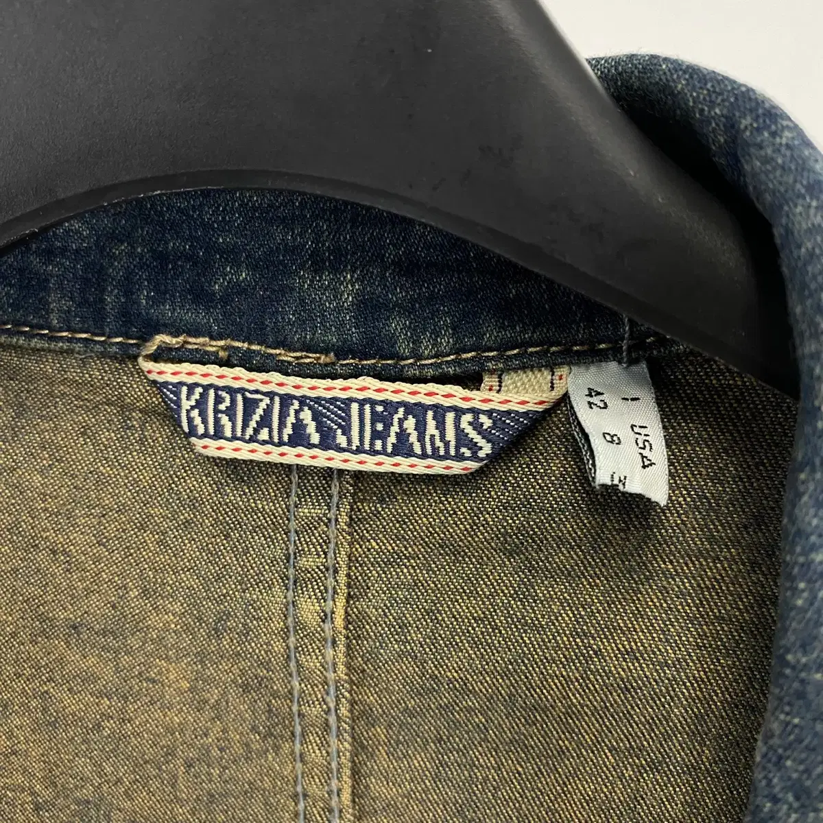 빈티지 KRIZIA JEANS italy 레더 트리밍 데님자켓