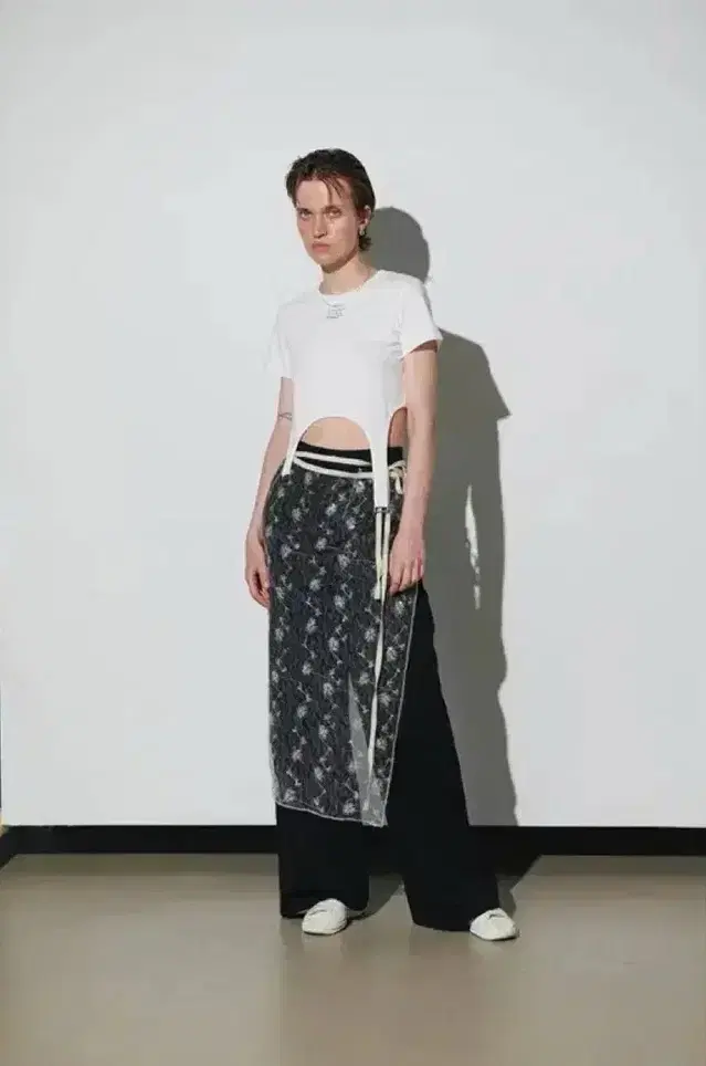 새상품)오데스 SEQUIN LAYERED SKIRT - IVORY