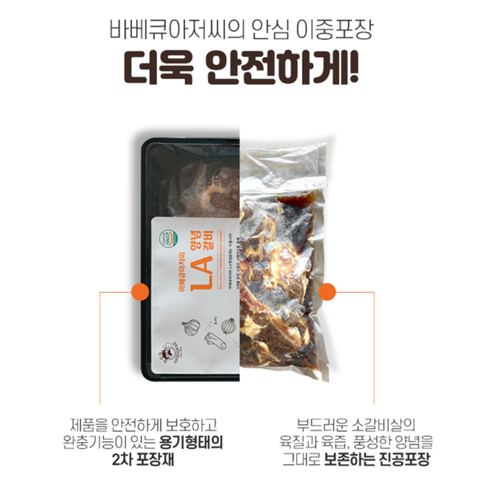 [무배/선물포장/1kg+1kg]프리미엄 초이스 등급 돼지 LA 양념 갈비