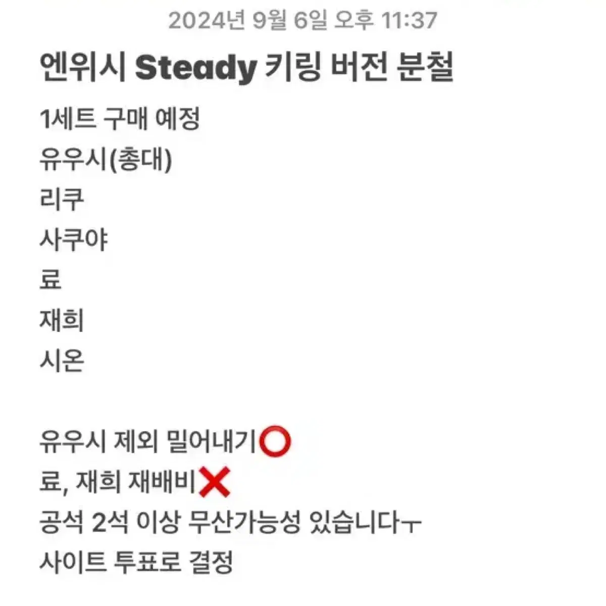 엔위시 Steady 키링버전 분철합니다!!