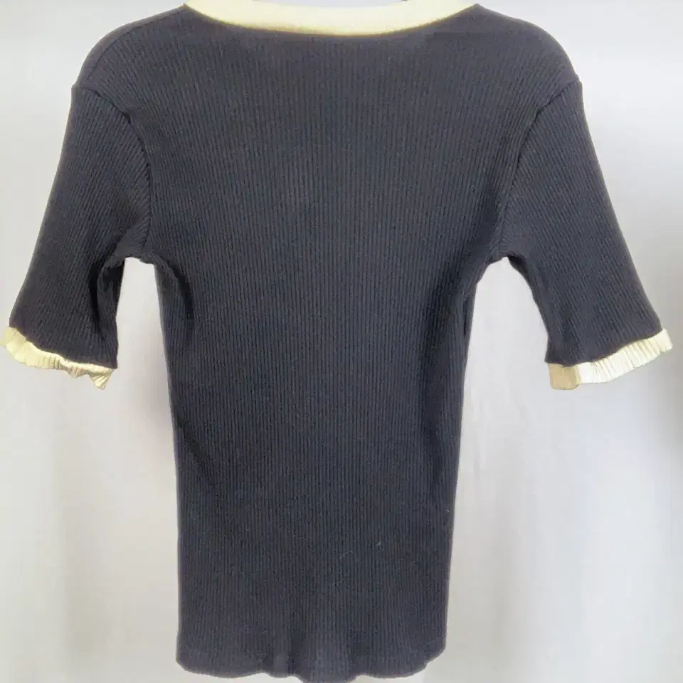 Black and Beige Slim Fit Ribbed Top