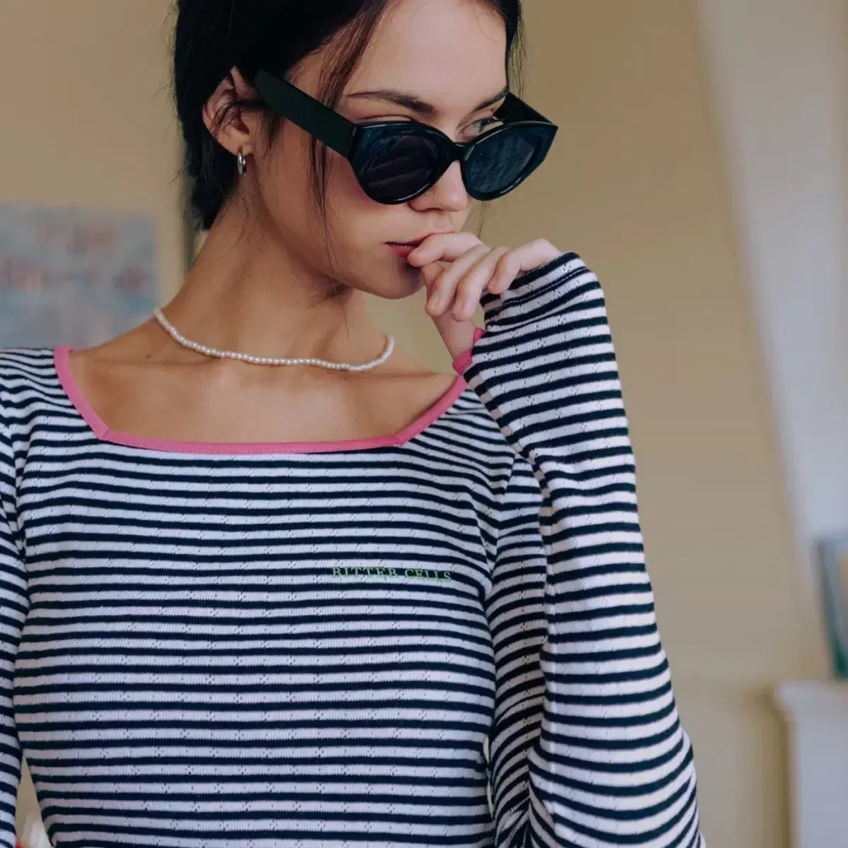 Gentleman's Bittersell's Striped Layered Coloring Tee Black Long Sleeve