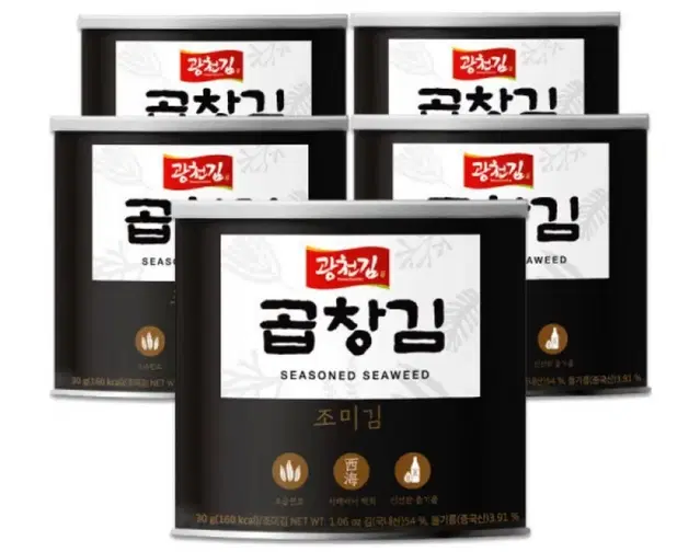 [무료배송] 광천김 곱창김 30g 5개 캔김