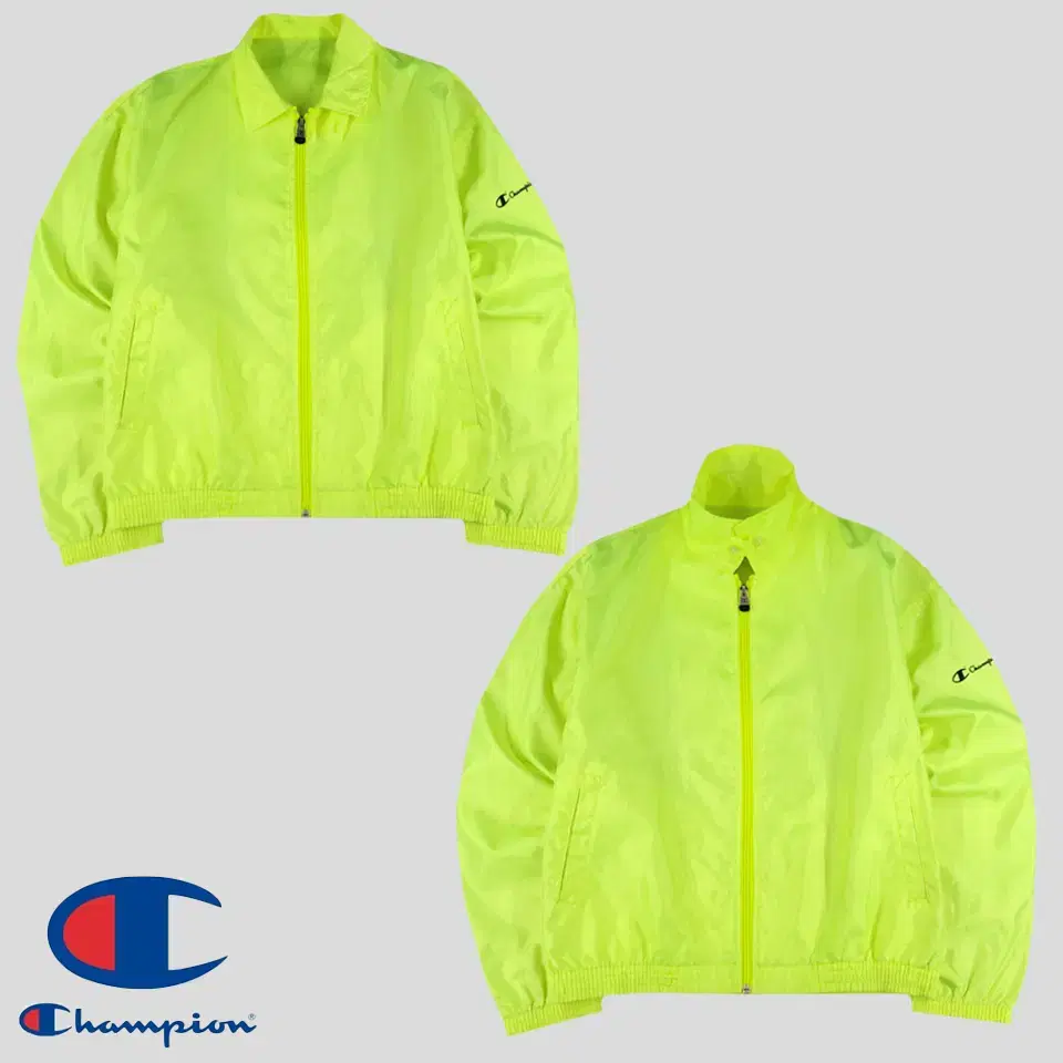 Champion JP 90s Neon Fluorescent Green Black Spelling Printed Poly Windbreaker