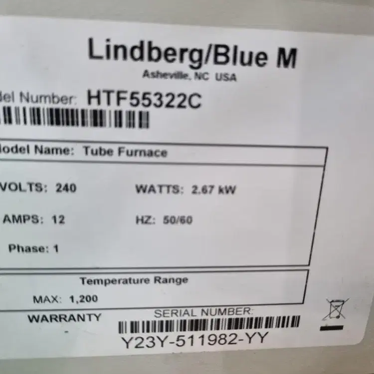 Lindberg  Blue M HTF55322C 튜브전기로 1200도