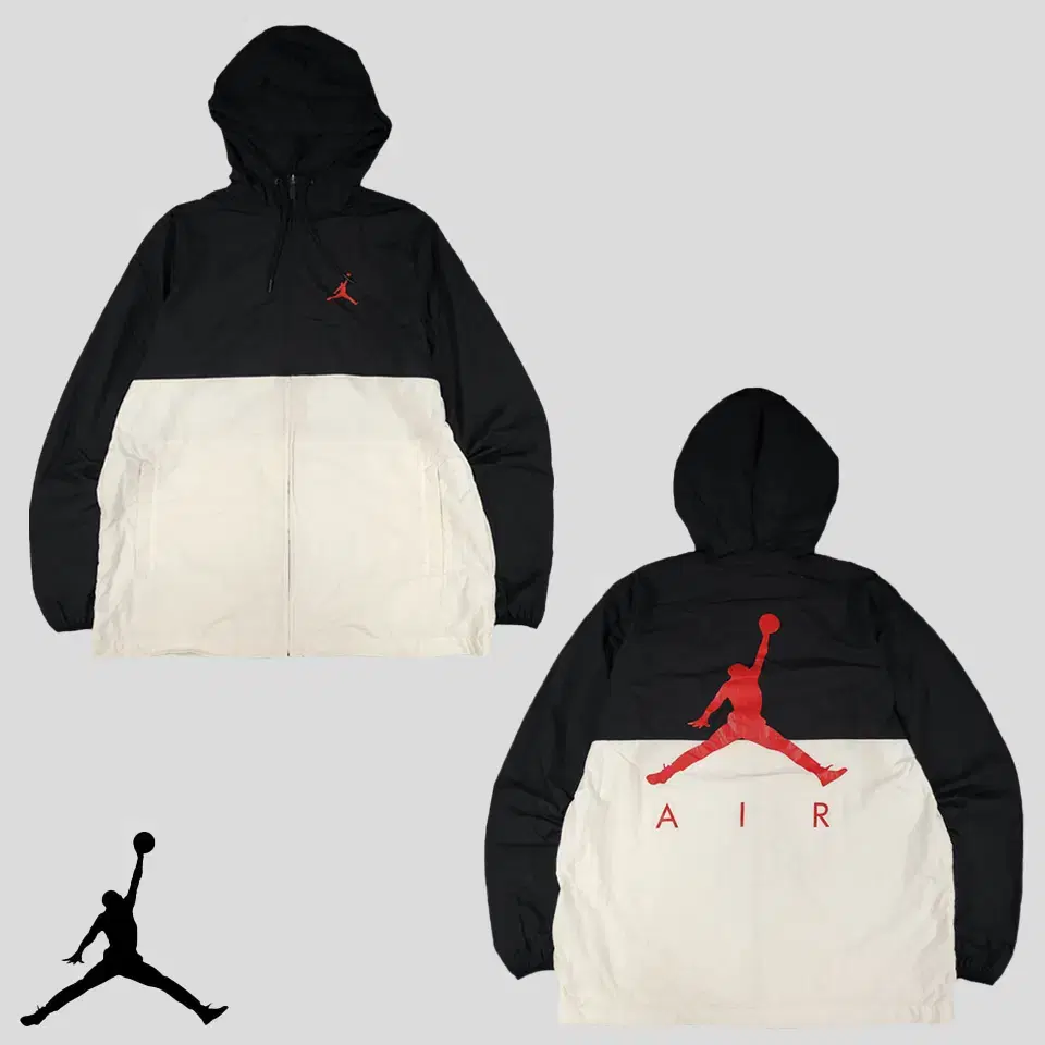 Nike Air Jordan Black White Red Jumpman Printed Windbreaker Nylon100