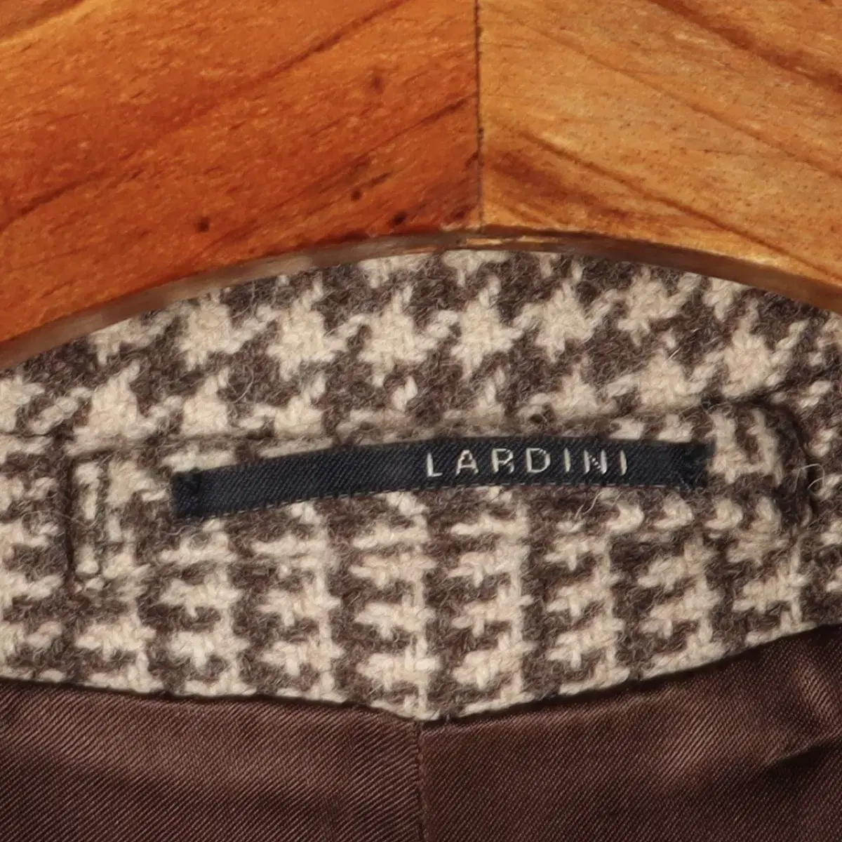 라르디니 LARDINI 베이지 글렌 체크 클래식 더블 브레스티드 코트