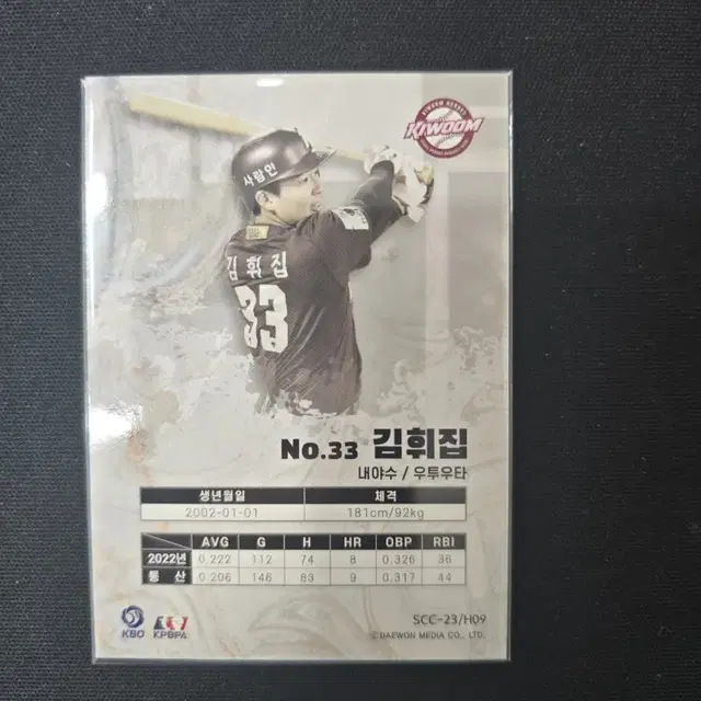 KBO 키움 NC 다이노스 김휘집 컬러플 소장용 카드 포카