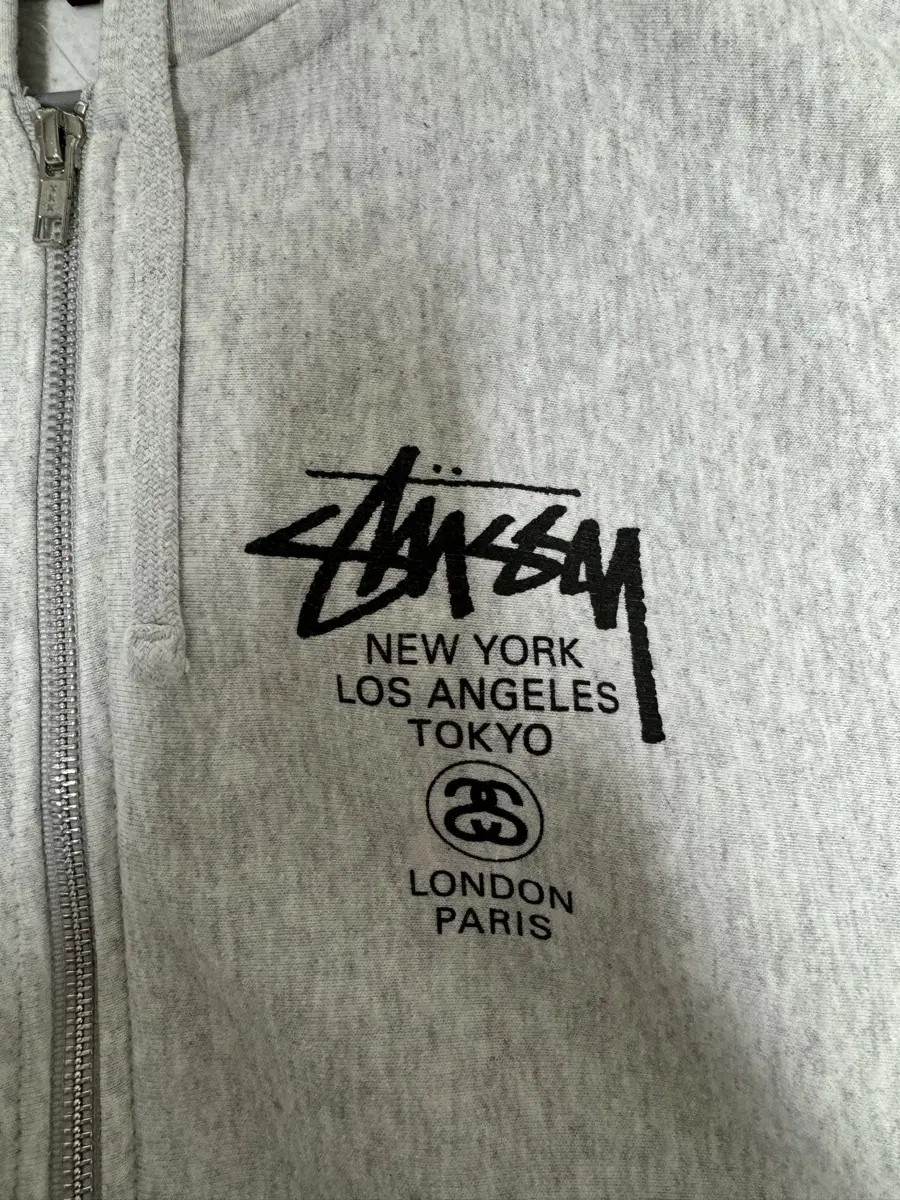 Stussy worldtour Hooded Zip Up Ash Header 2023 2XL