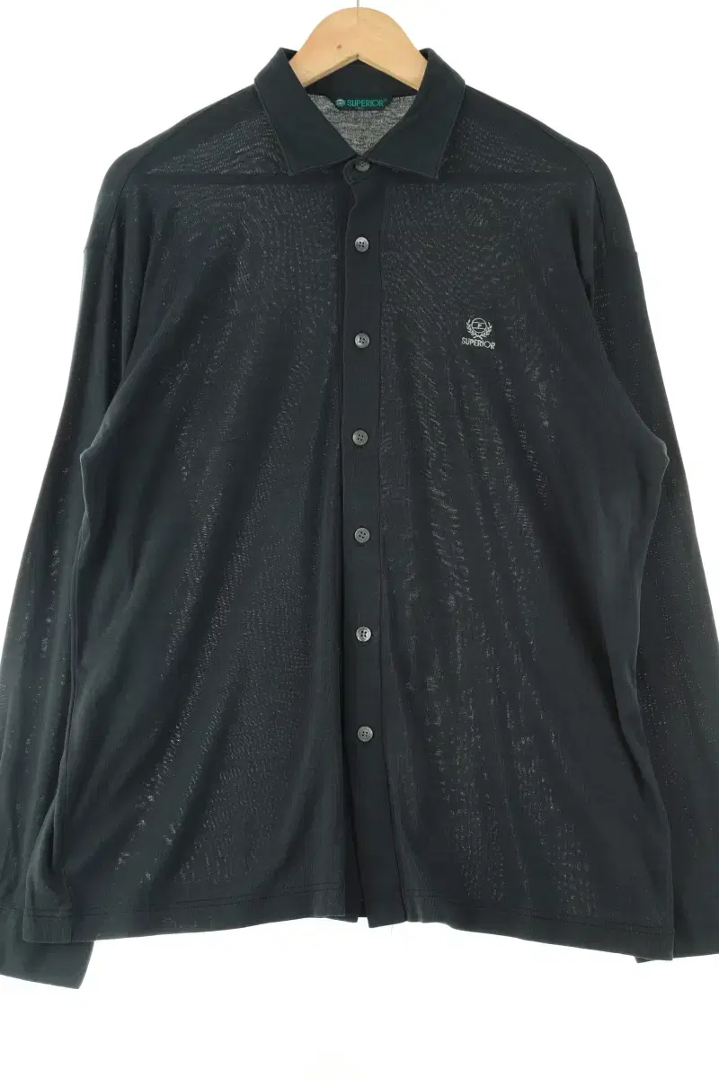 (L) BrandVintage Shirt Southern Black Plain Solid - EEC6