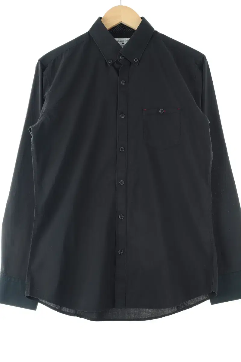 (L) BrandVintage Shirt Southern Black Plain Solid-EED2