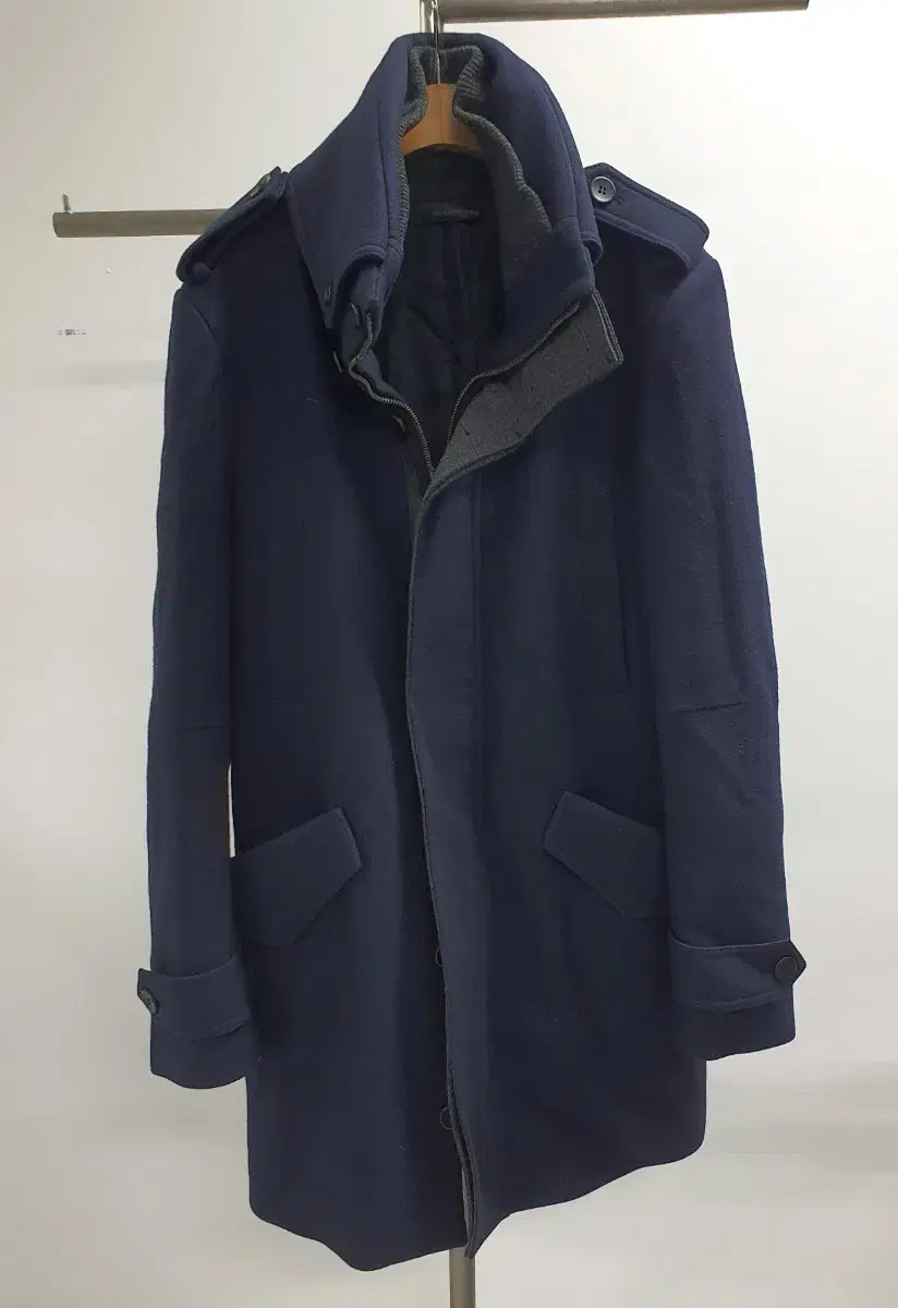 Solid Homme kara-detaile navy coat 100