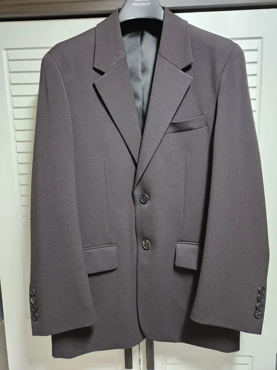 (NEW) Mens Standard Daddy Shoulder Oversized Blazer Dark Gray