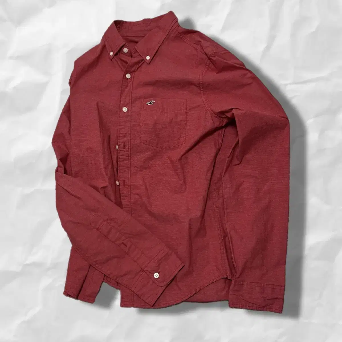 (Deadstock) Hollister One-Pocket Red Long Sleeve Shirt M