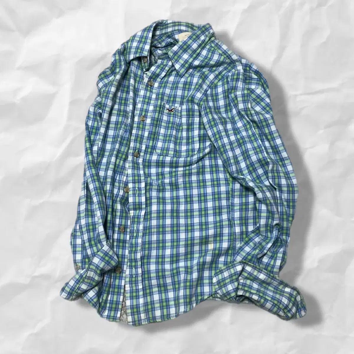 (Deadstock) Hollister One-Pocket Green Long Sleeve Shirt M