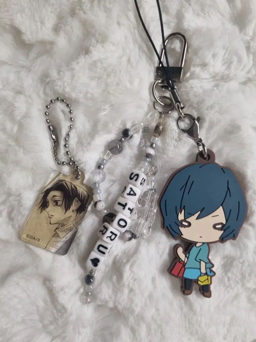 Zuu Spinning ClothesKotsuyuta Acrylic Charm Gojosatoru BeadsKeyring