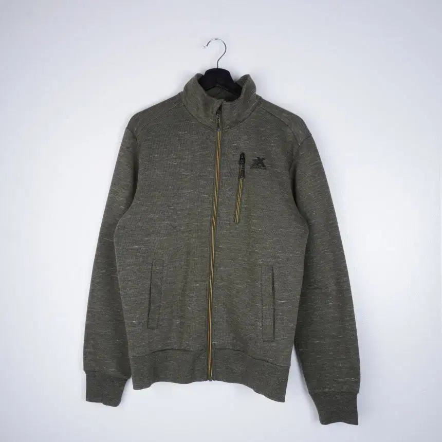 zeroXposur Khaki black logo vahn pola zip-up jumper via1594