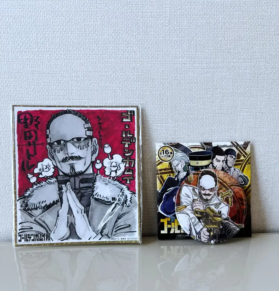 Golden Kamui Original Art Exhibition Lieutenant Tsurumi colored paper + can badge