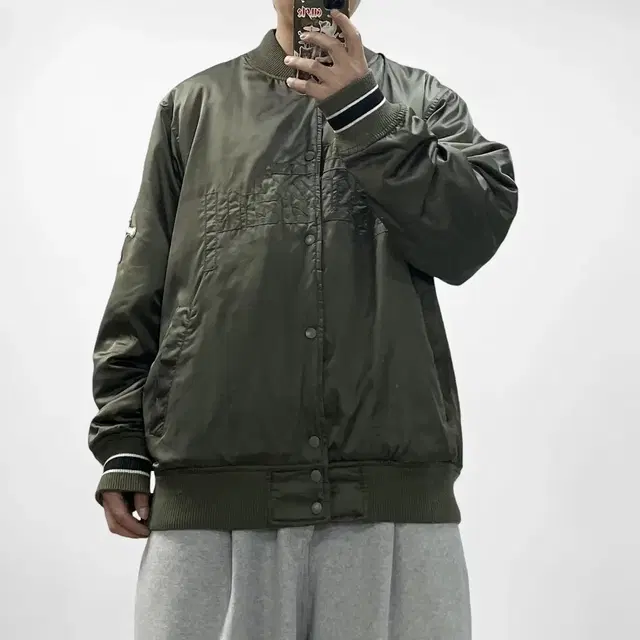 스투시 Stussy 기어 00s 빅 로고 ma-1 점퍼 카키