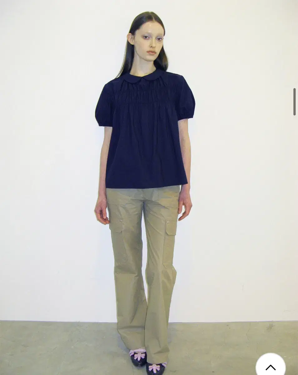 버뮬라 M GATHER COLLAR BLOUSE navy