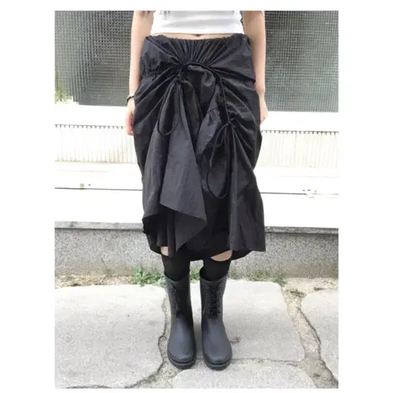 튜프티 teufti shirring skirt -black