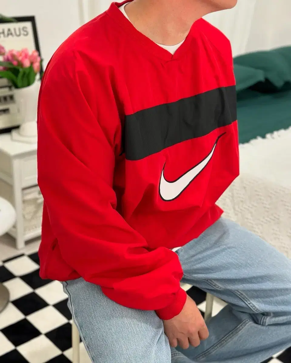 [XXL] 90s NIKE 나이키 빅 스우시 레드 웜업 자켓 USA