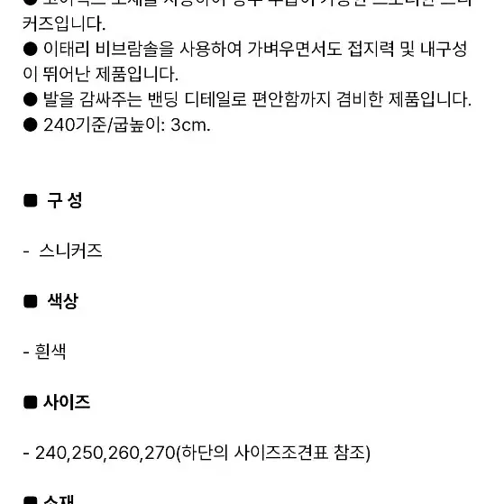 빈폴스포츠 고어텍스 비브람 스니커즈250