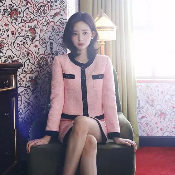 밀크코코아 스커트 contrast tweed skirt.pink