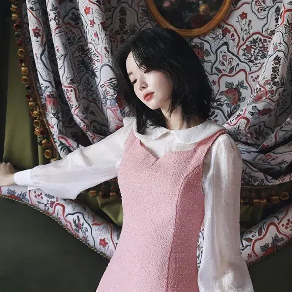 밀크코코아 원피스 핑크 rose pink tweed dress