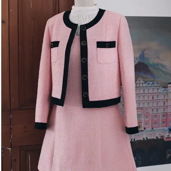 밀크코코아 원피스 핑크 rose pink tweed dress