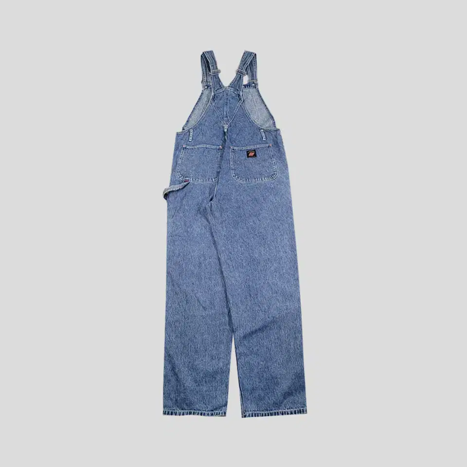 DENIM DUNGAREE 데님 던가리 진청 워싱 로고 패치 카펜터 아메