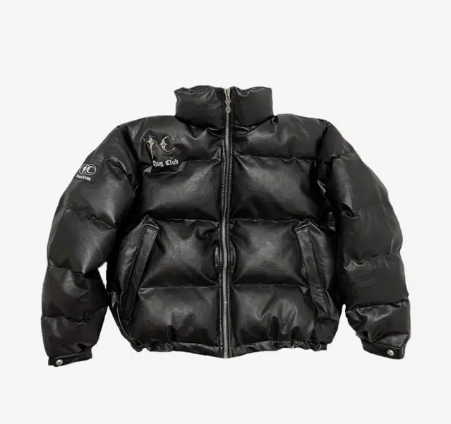 Thug Club Leather Puffer Jacket Black