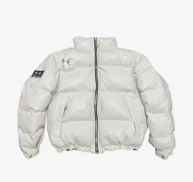 Thug Club Leather Puffer Jacket White