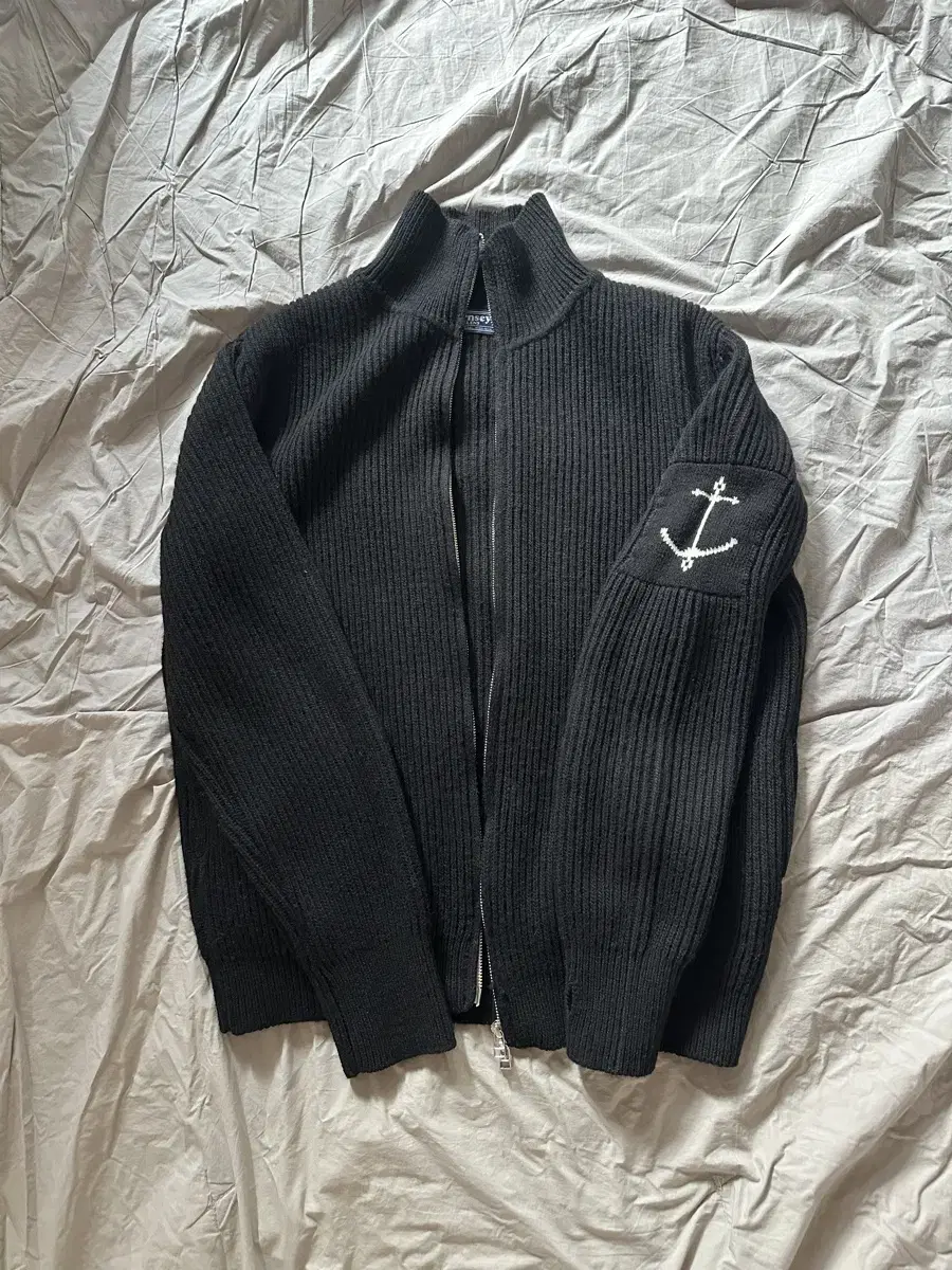 [XL] Guernsey Woollen Wool Zip-Up Cardigan