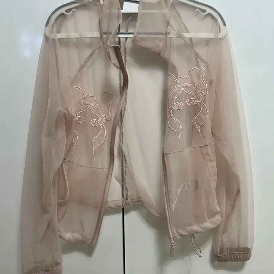 스컬프터 Mesh Sheer Zip-Up Jacket Pink