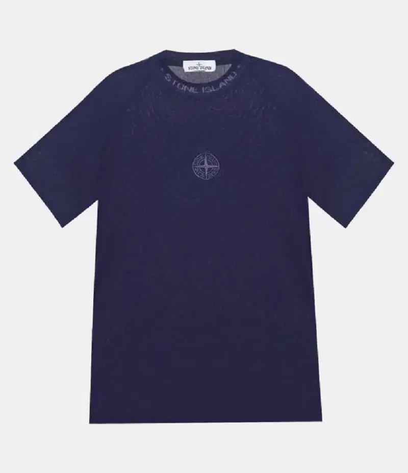 Stone Island Embroidered Logo Short Sleeve Navy