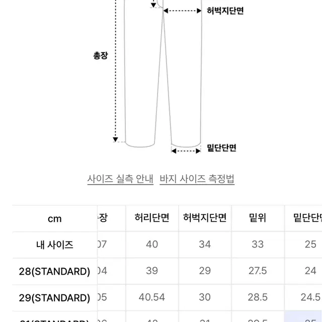 앤더슨벨 메튜커브진 29사이즈 새제품