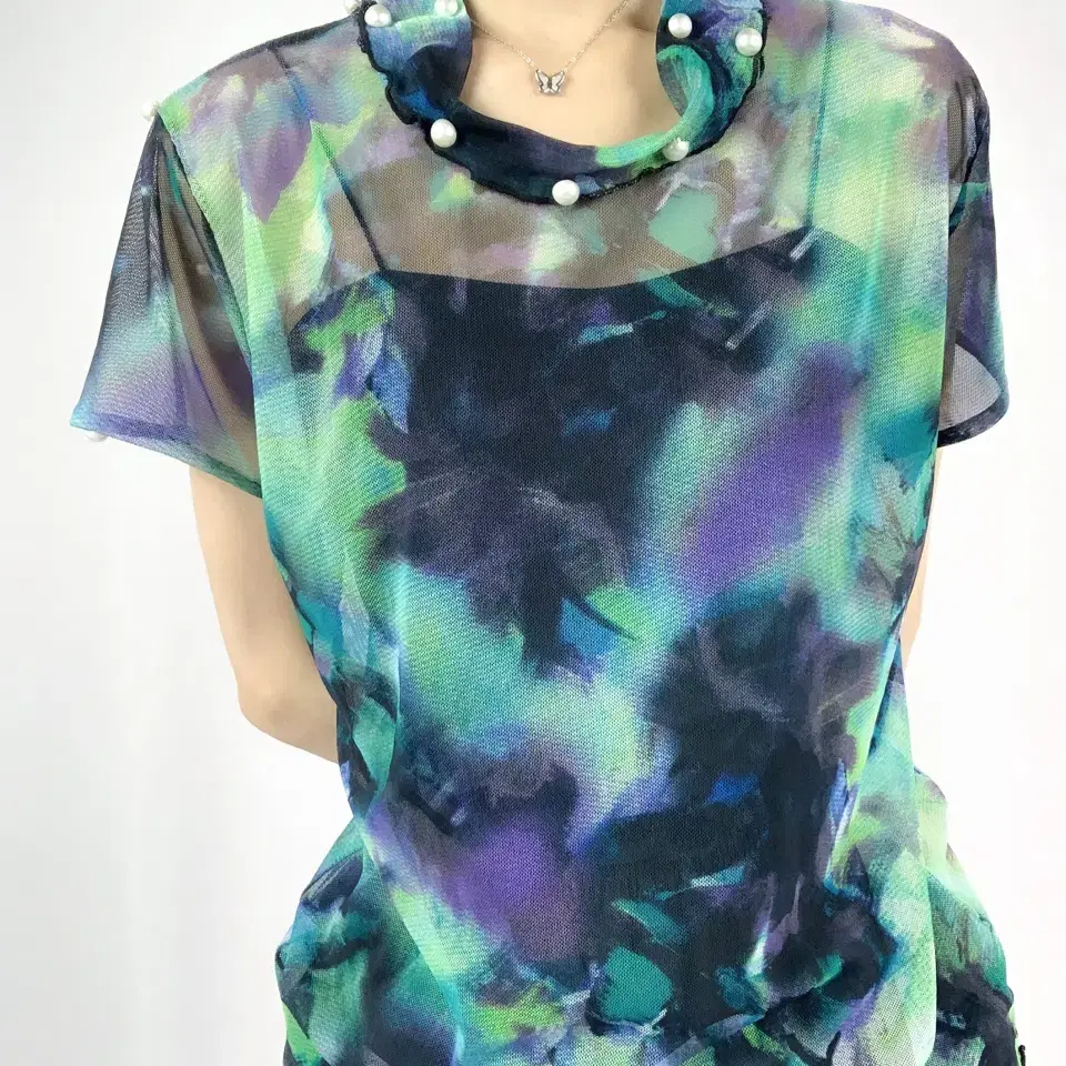 Oriental Watercolor See-thorugh Top