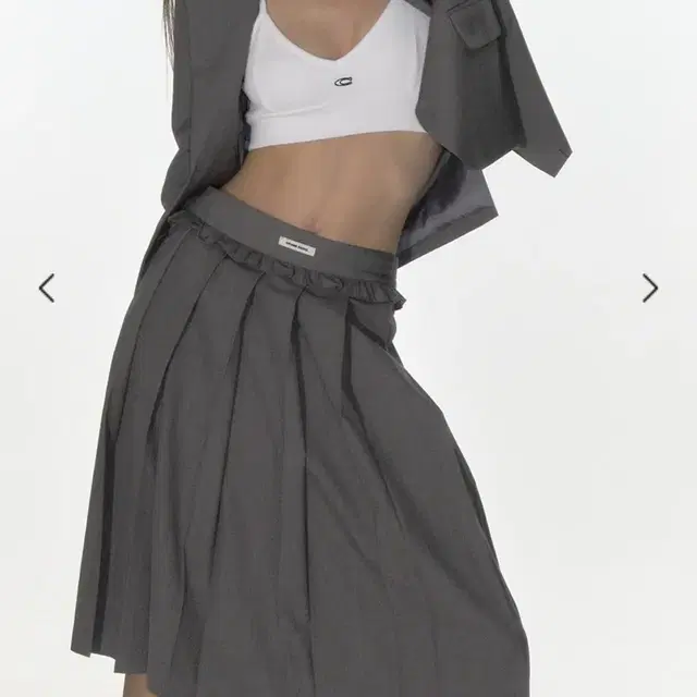 크랭크 미디 스커트 FRILL PLEATS MIDI SKIRT_GREY