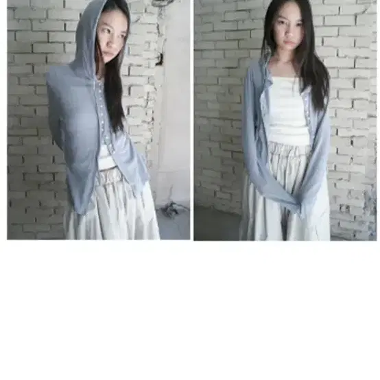 에프터먼데이 linen button hood cardigan 화이트