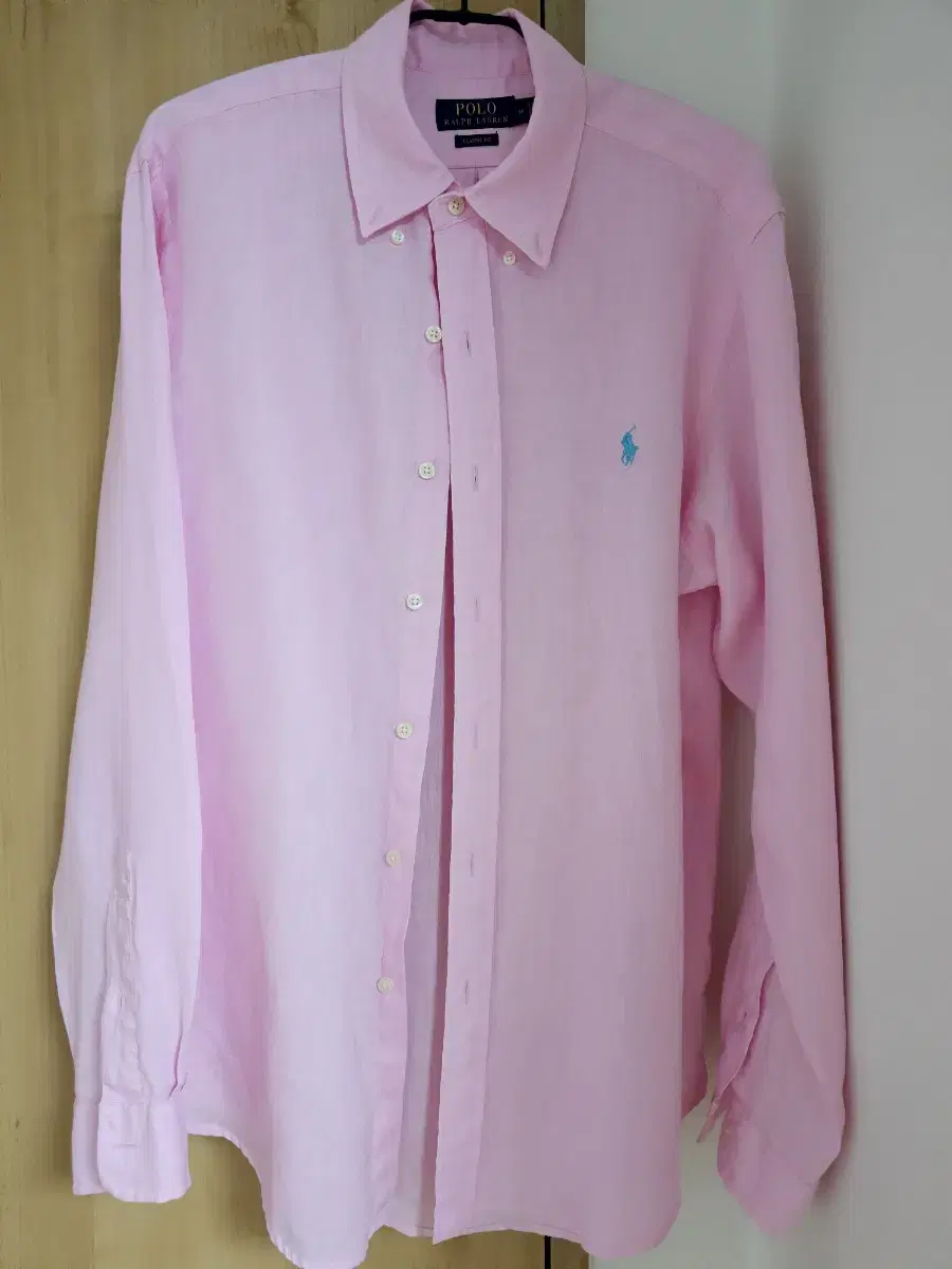 Polo Men's Classic Fit Linen Shirt Pink