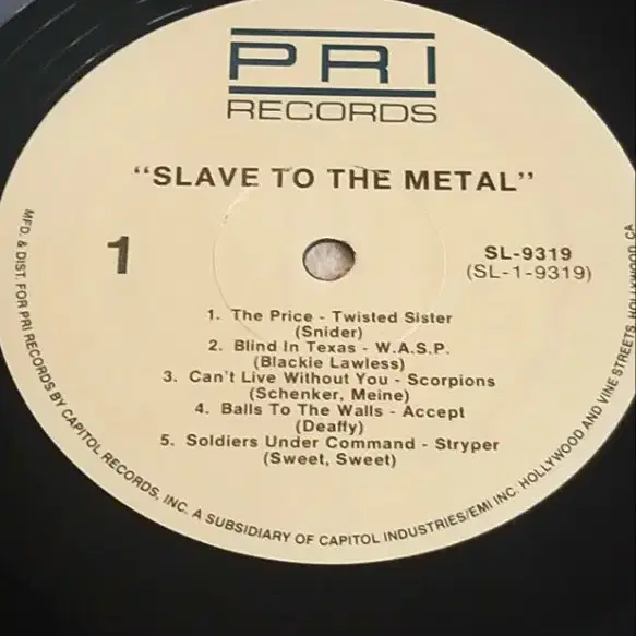 [희귀수입LP] SLAVE TO THE METAL (86년) 바이닐