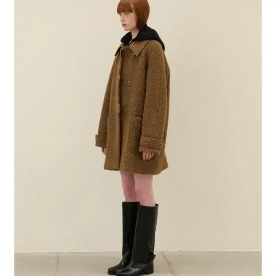 마론에디션 하프코트 Brown Melange Half Coat