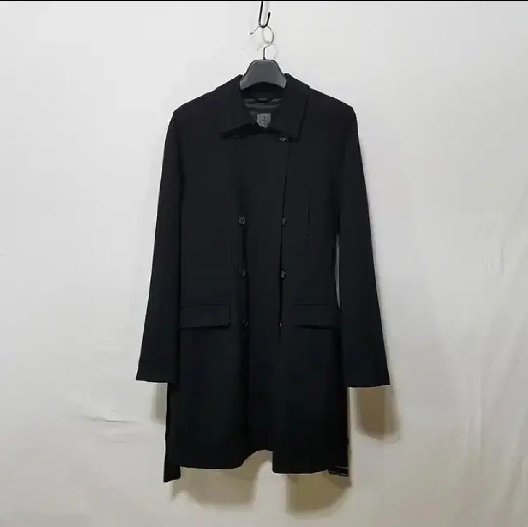 Men's 105) Calvin Klein Black Double Long Coat Spanky/ Like New