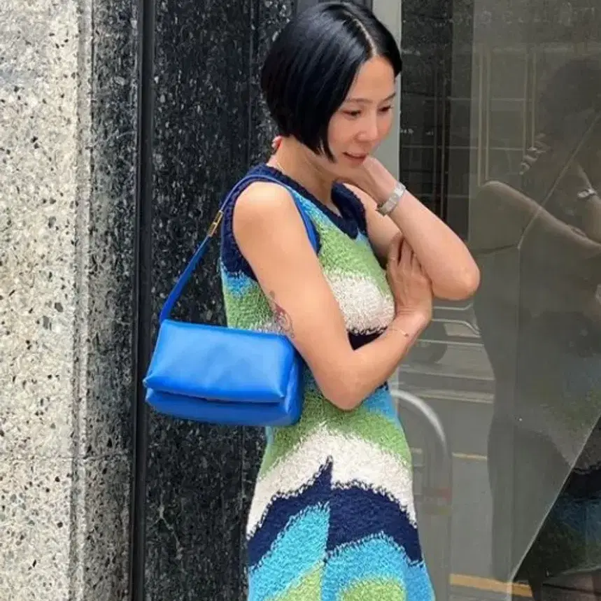 마르니 blue knitted cotton dress 36 사이즈